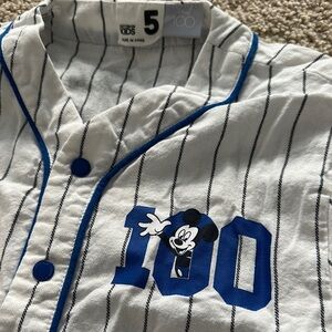 Disney Kids Mickey Mouse Baseball Jersey - White and Blue